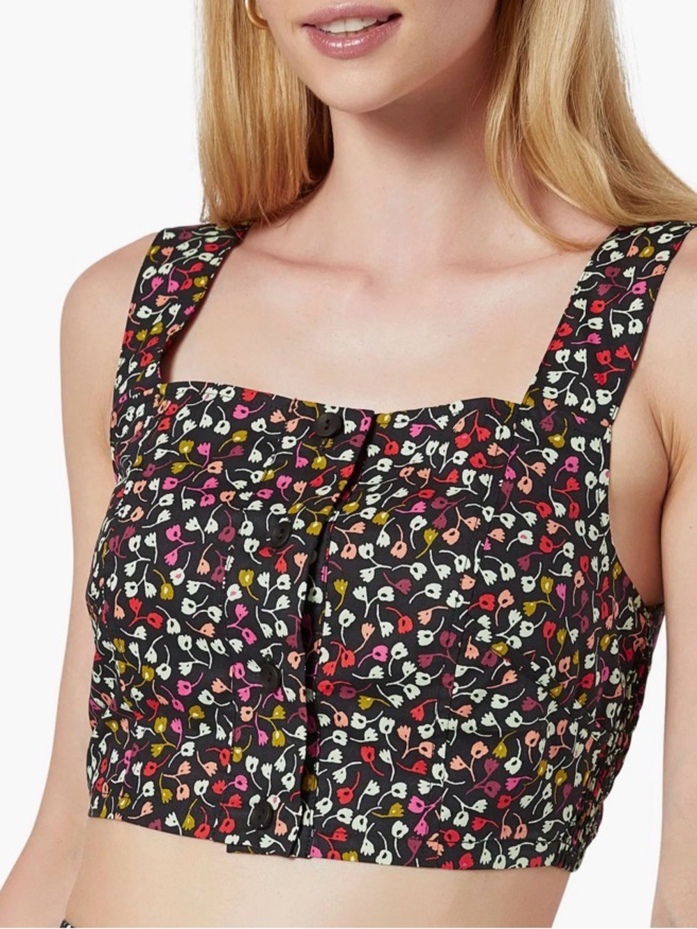 Joie Bronsonna Floral Square Neck Crop Top